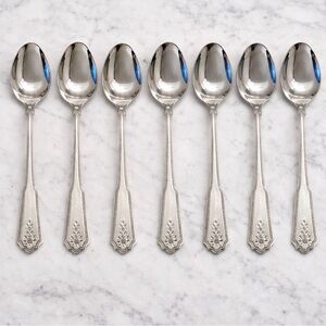 Stanley Roberts Rogers BRENTWOOD - NORCREST Beaded Soup Spoons Lot of 7